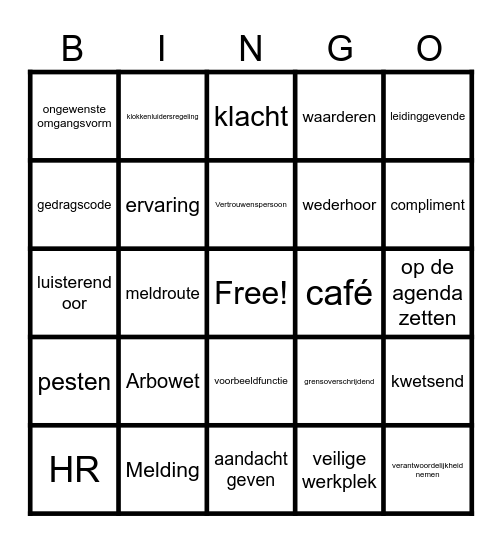 Kenniscafé Respect Bingo Card