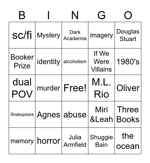 Summer Reading Bingo Card