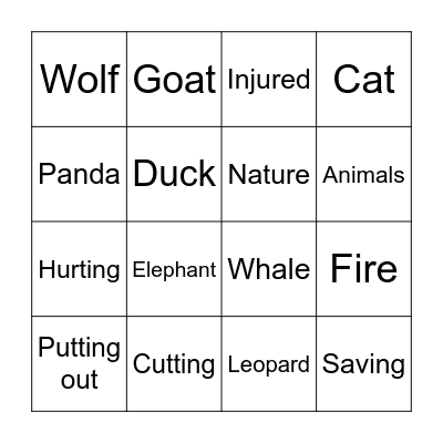 Saving nature Bingo Card