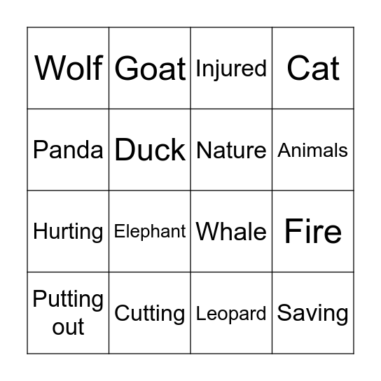 Saving nature Bingo Card