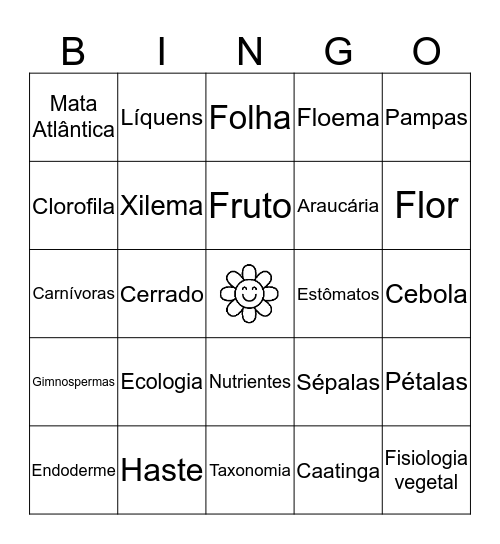 Bingotânica Bingo Card