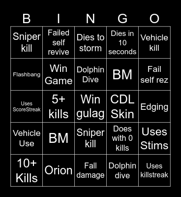 Warzone 2.0 bingo (Credits to: Big Puffer) Bingo Card