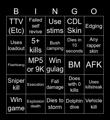 Warzone 2.0 bingo (Credits to: Big Puffer) Bingo Card