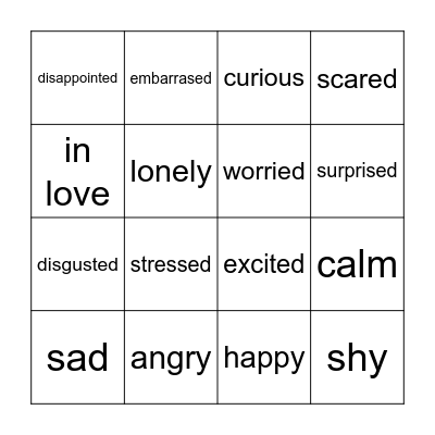 CA 7 Emotions Bingo Card