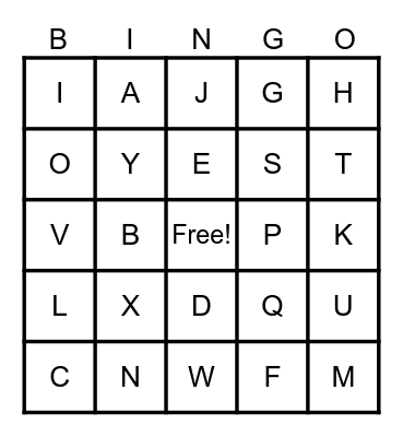 The Alphabet Bingo Card