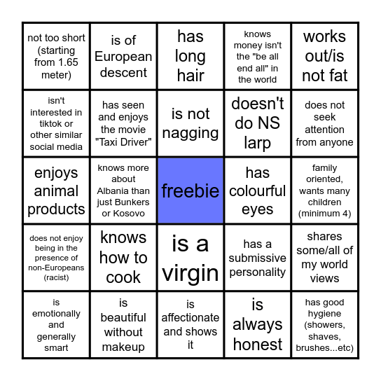 Are you my type? Bingo Card