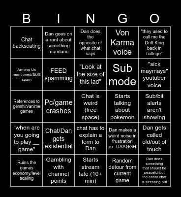 RTGame Bingo Card