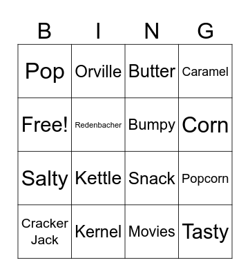 Popcorn Bingo Card