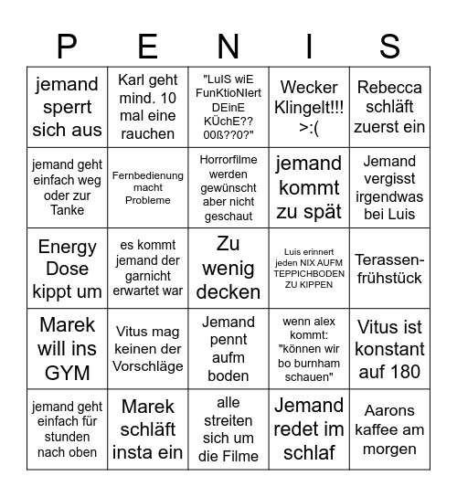 Schachtnacht Bingo Card