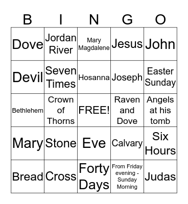 Bible Bingo Card