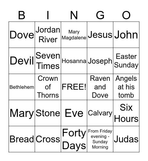 Bible Bingo Card