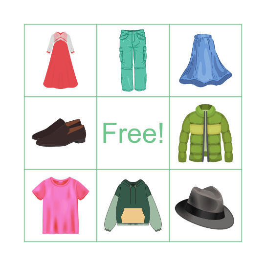 Clothes Bingo Card