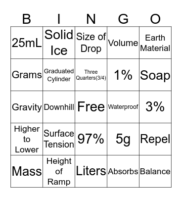 Water and Climate Bingo Card
