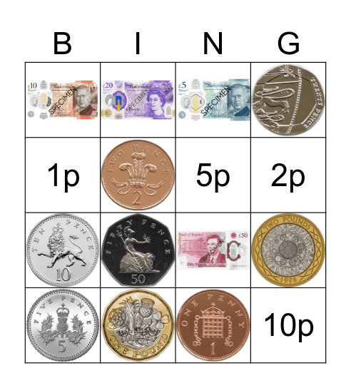 Money Bingo Card