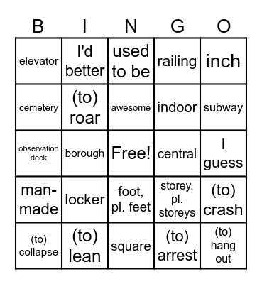 Inside New York! Bingo Card