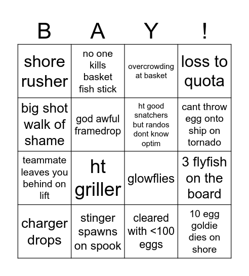 salmon run bay bingo Card