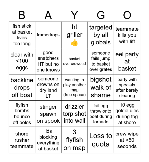 bayngo Bingo Card