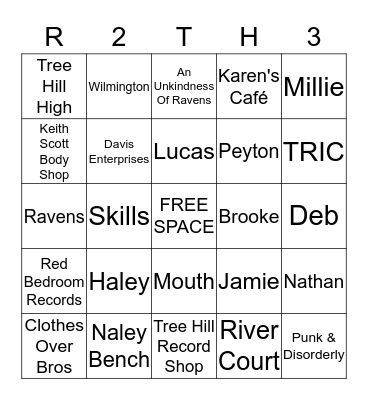 EyeCon: One Tree Hill Bingo Card
