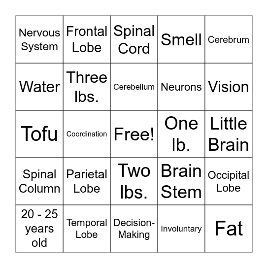 Brain Bingo! Review Bingo Card