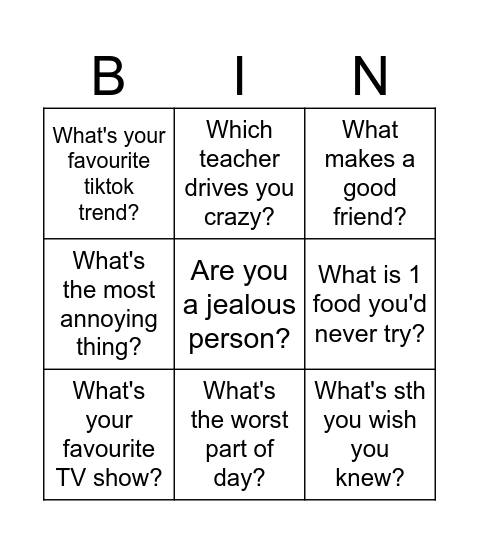 Beyond B2 Speaking Bingo Card