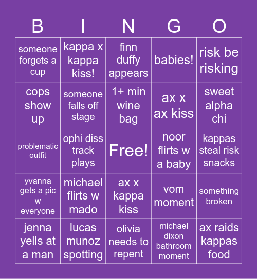 Kappa Mixer! Bingo Card