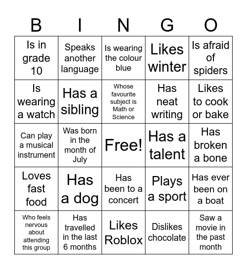 Find Someone Who... Bingo Card