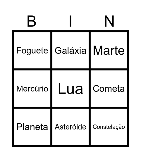SISTEMA SOLAR Bingo Card