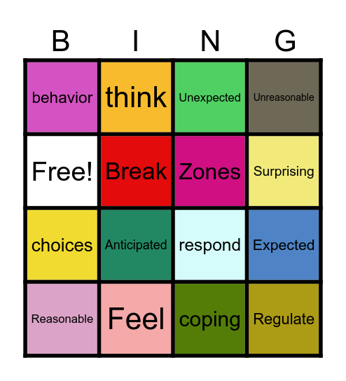 Behaviors Bingo Card