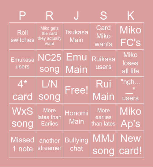 prosekai bingo! Bingo Card