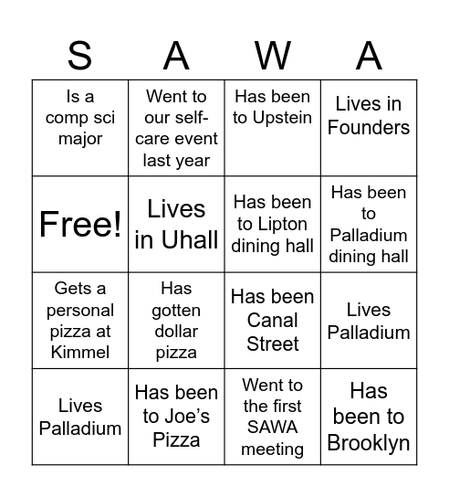 SET ONE Bingo Card