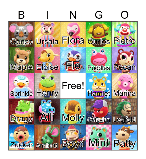 Animal Crossing Bingo Card