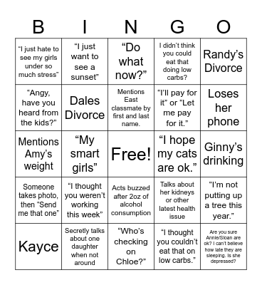 Jackie Beach Bingo Card