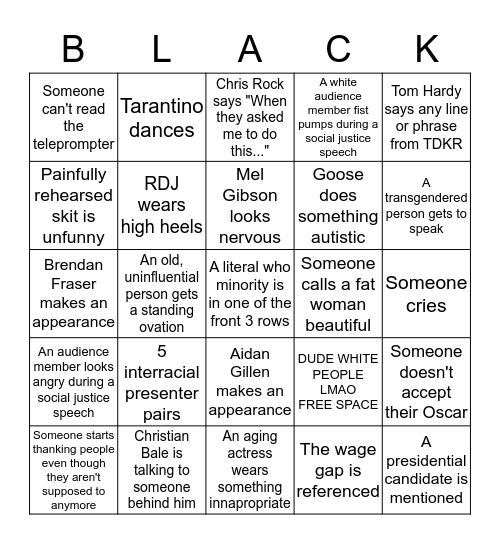 OSCAR BINGO Card