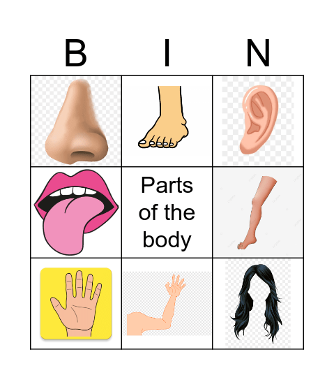 PARTS OF THE BODY Bingo Card