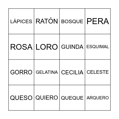 BINGO DE PALABRAS Bingo Card