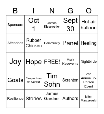 Showing Up BINGO! Bingo Card