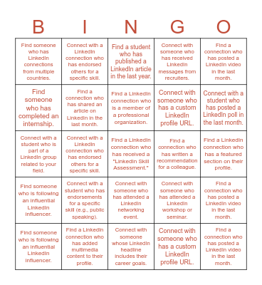 SHPE LinkedIn Bingo Card