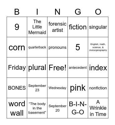 BINGO Card