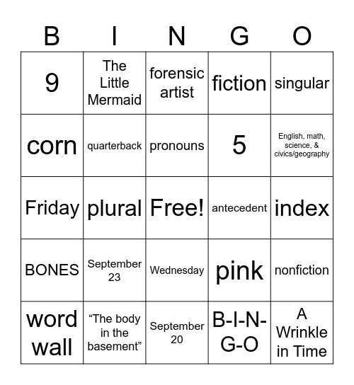 BINGO Card