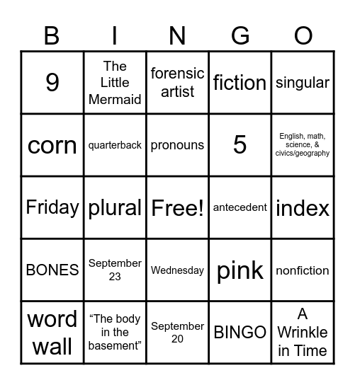 Untitled Bingo Card