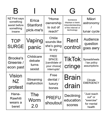 Young voters debate Bingo Card