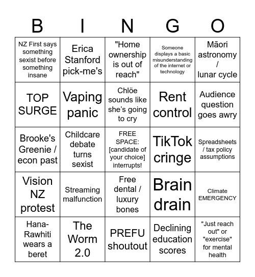 Young voters debate Bingo Card