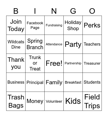 PTA Meeting Bingo! Bingo Card