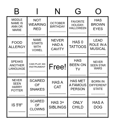 GET TO KNOW YOUR NEIGHBORS Bingo Card