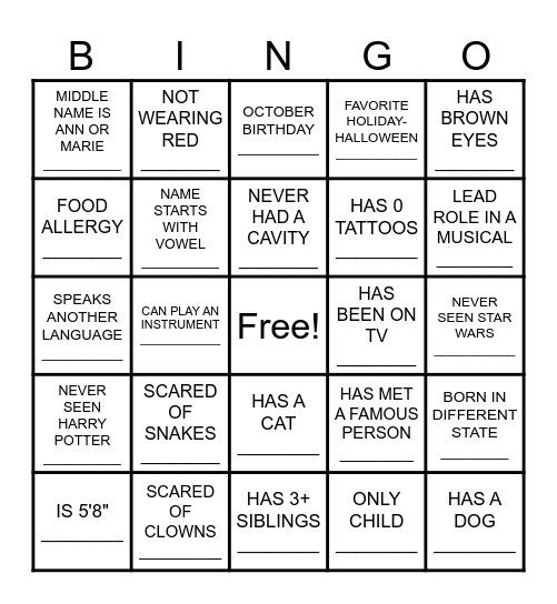 GET TO KNOW YOUR NEIGHBORS Bingo Card