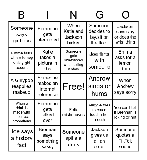 Drink Every Time... Bingo Card