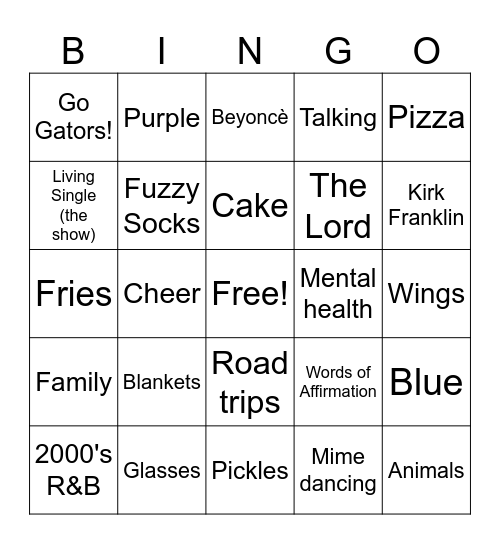 Chante's Favorites Bingo Card
