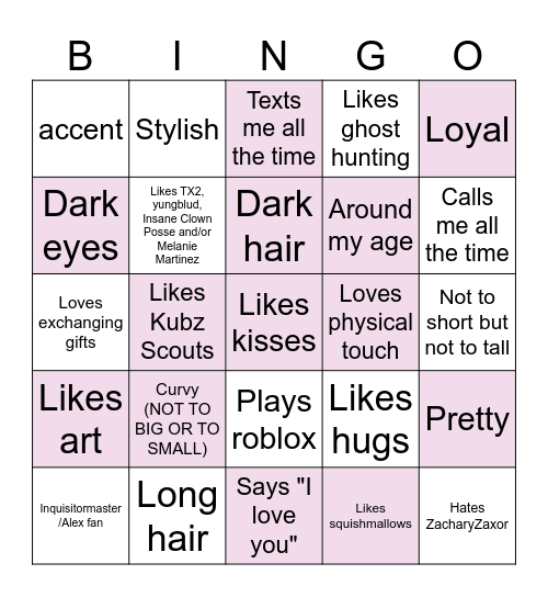 My Type 😍 (female) Bingo Card