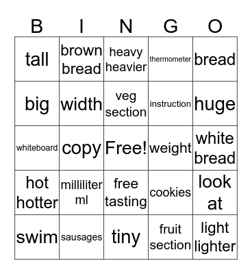 Words to know Bingo Card