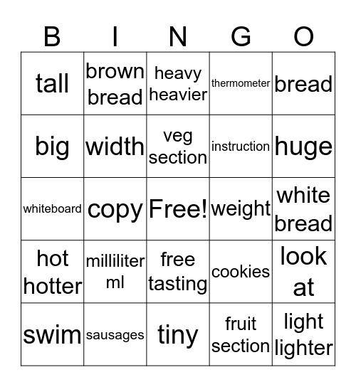 Words to know Bingo Card